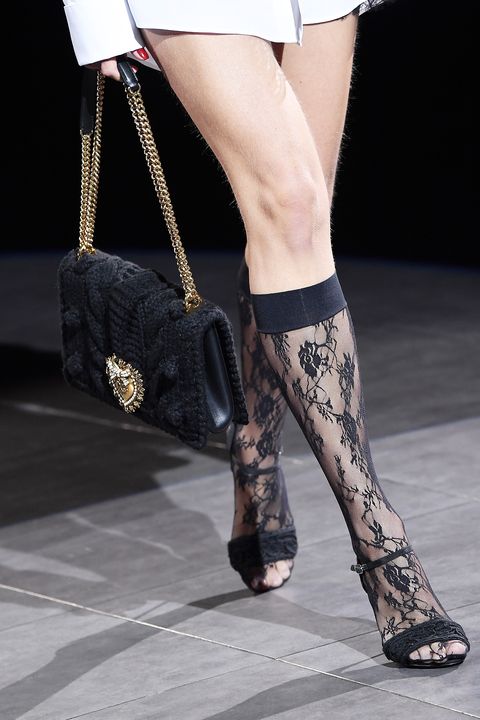 Black open sandals by Dolce & Gabbana in Milan Fashion Week