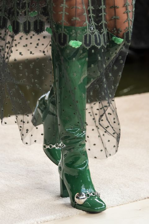Stiletto green leather boots by Longchamp / botas de piel verde con stiletto