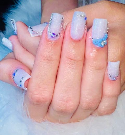 Nail Art French manicure with colors