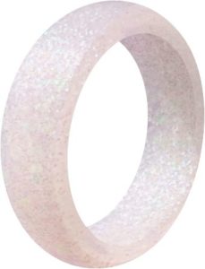 QALO Women's Rubber Silicone Ring, Classic Sparkle Rubber Wedding Band,
