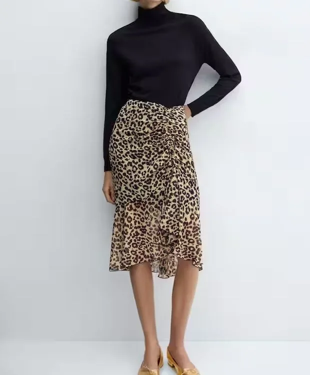 falda de leopardo Mango